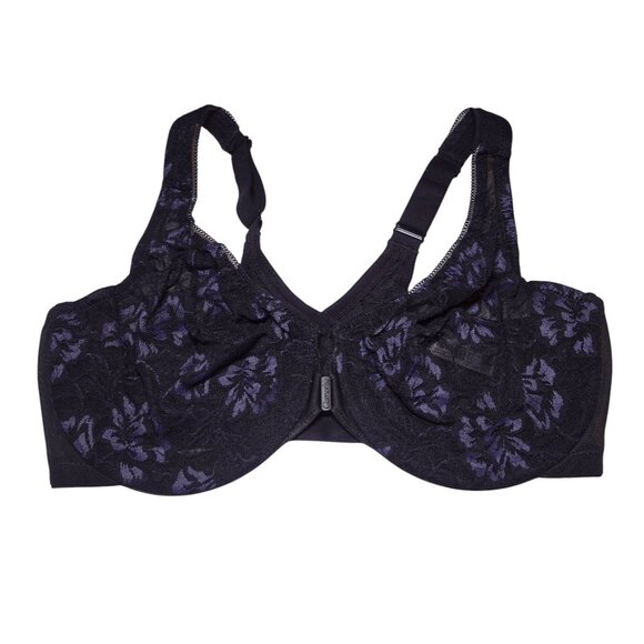 NWT Glamorise Feeling Lacey Front Close Underwire Bra Sz 38DD Black 9246 Stretch - Picture 2 of 5